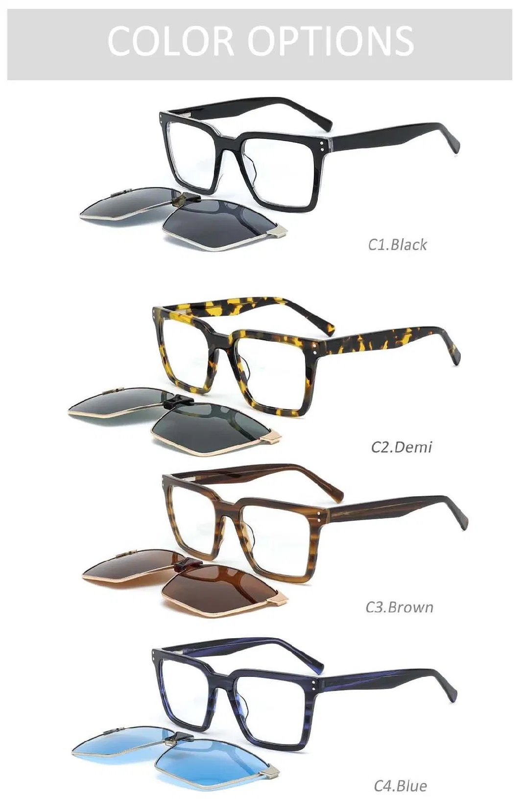 Gd Lens Color Changeable high Quality Stylish Men Acetate Sunglasses Frame UV400 Protection Square Sun Glasses