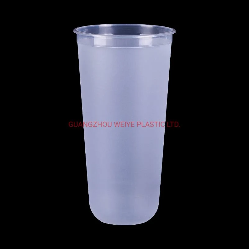 Custom Logo Printed Clear White Disposable Plastic Cup, Beverage Drink Coke Juice Bubble Tea Milk Tea Takeway Plastic Cup