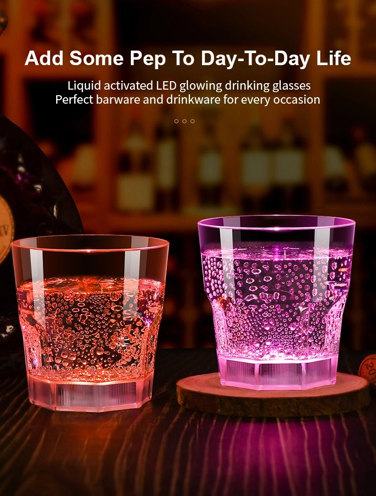 Plastic Eco Acrylic Tumbler Reusable Octagonal Drinking Glasses LED Cups