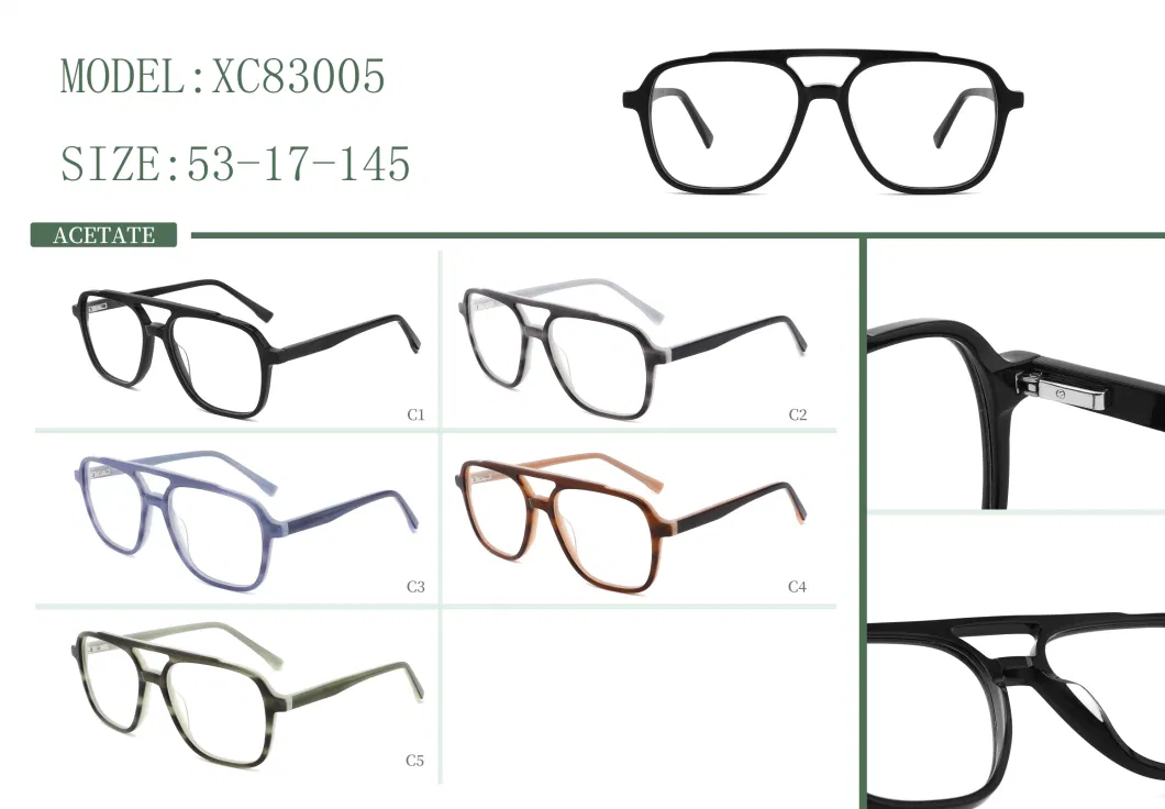 Wholesale Basis Style Retro Eyeglasses Double Bridge Demi Acetate Optical Frames