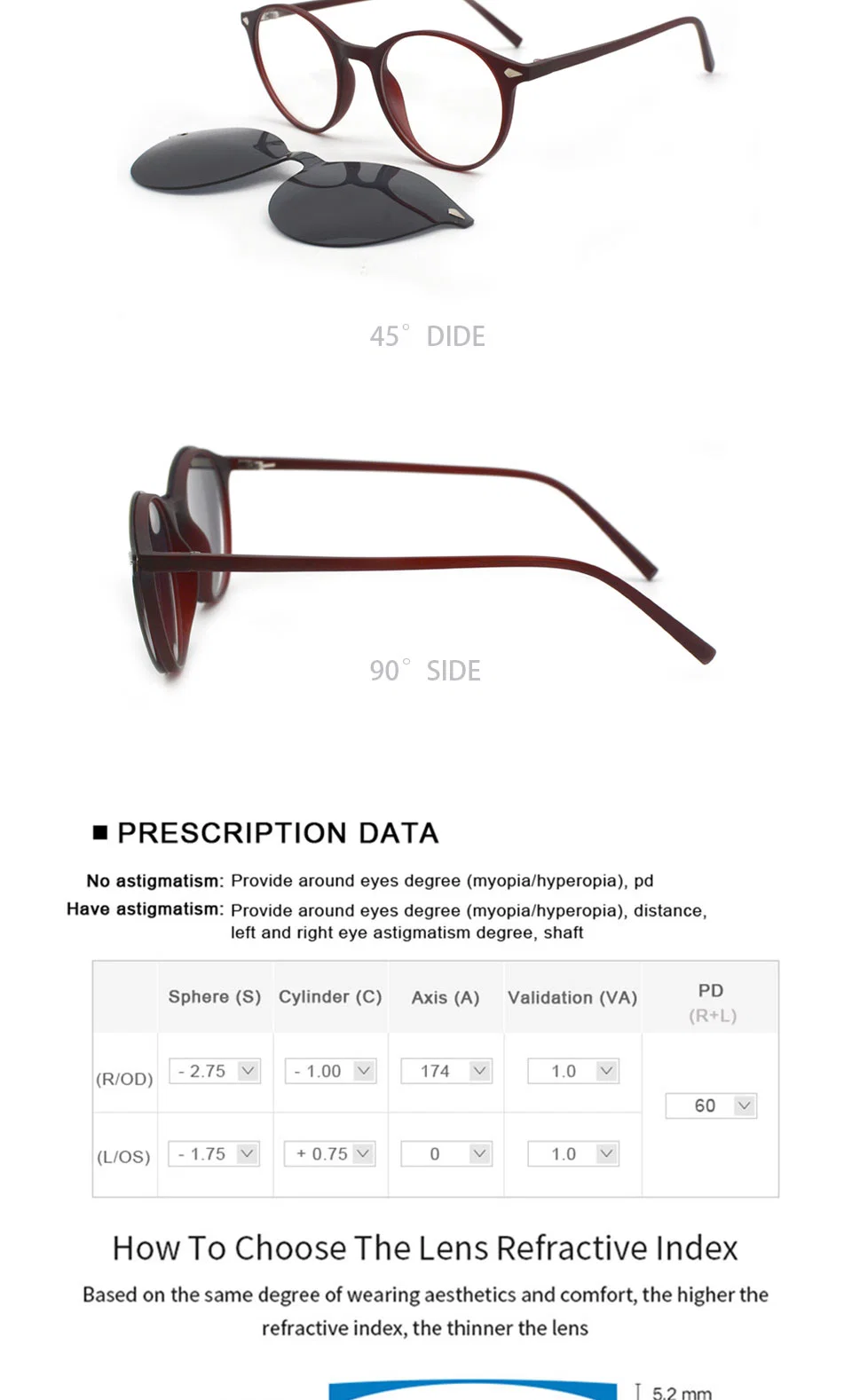 Vintage Clip on Polarized Glasses Frame Women Fashion Sunglasses Men Optical Myopia Classic Eyewear Eyeglasses