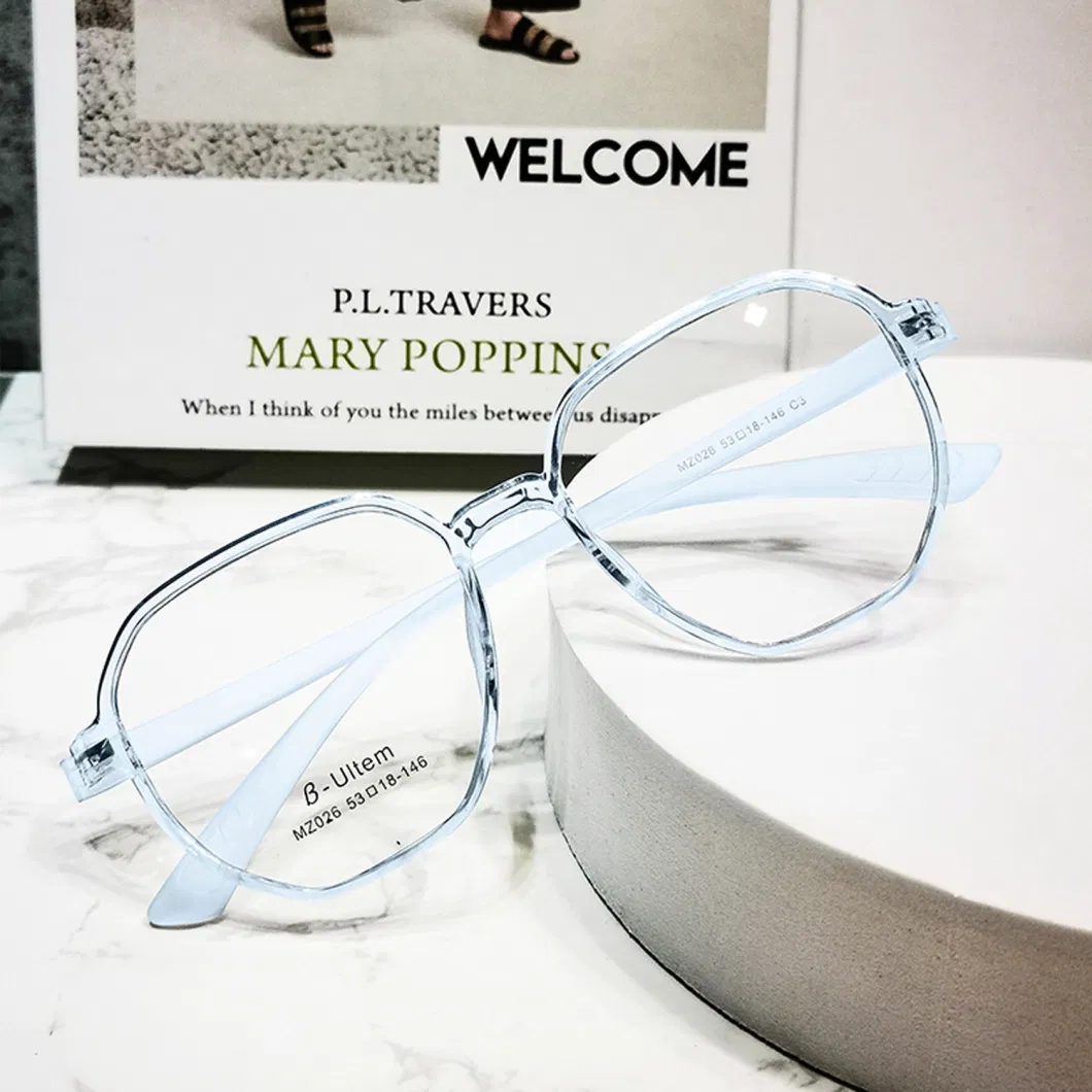 Transparent Clear Eyeglasses Tr90 Glasses Frame Retro Polygon Stylish and Ultra-Light Unisex Plastic Optical Frames