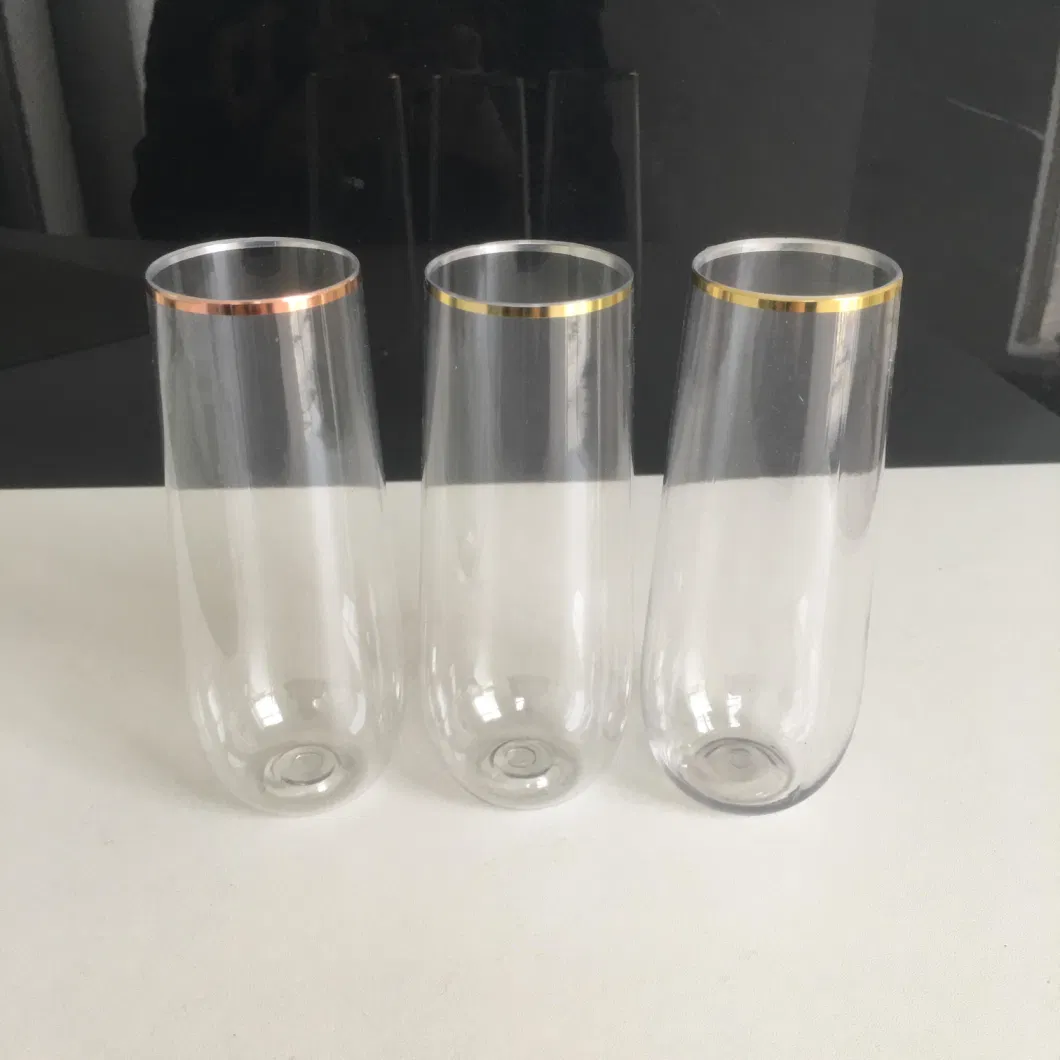Spactz Stemless Plastic Champagne Glasses Whiskey Glasses Cocktail Glasses Wine Cups Disposable Wine Glasses for Parties