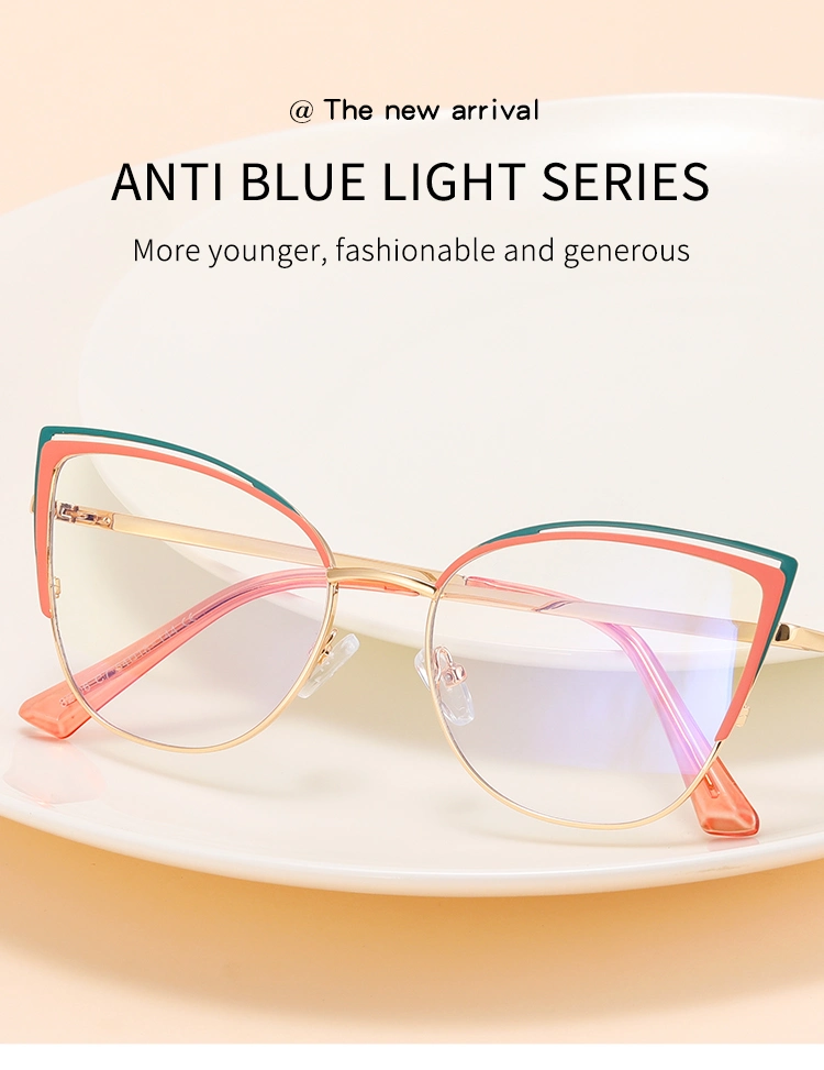 Custom Logo High Quality New Luxury Large Frame Myopia European American Frames Eyewear Anti Blue Light Eyeglass Women Designer Fashion Reading Glasses