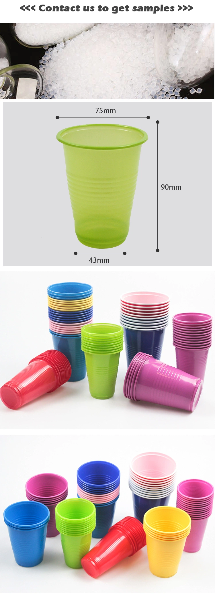 Disposable Plastic Tableware PP Plastic Cup 5oz to 7oz Hot Cold Cup Party Colored Drinking Hospital Cups PP with Logo