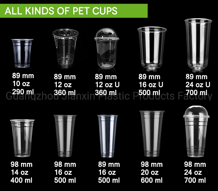 Disposable Transparent Custom Plastic Clear Boba Tea Cup with Lids