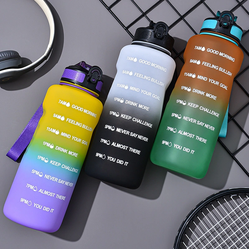 1L Portable Travel Fashion Water Bottle Gradient Sports Outdoor Plastic Cup