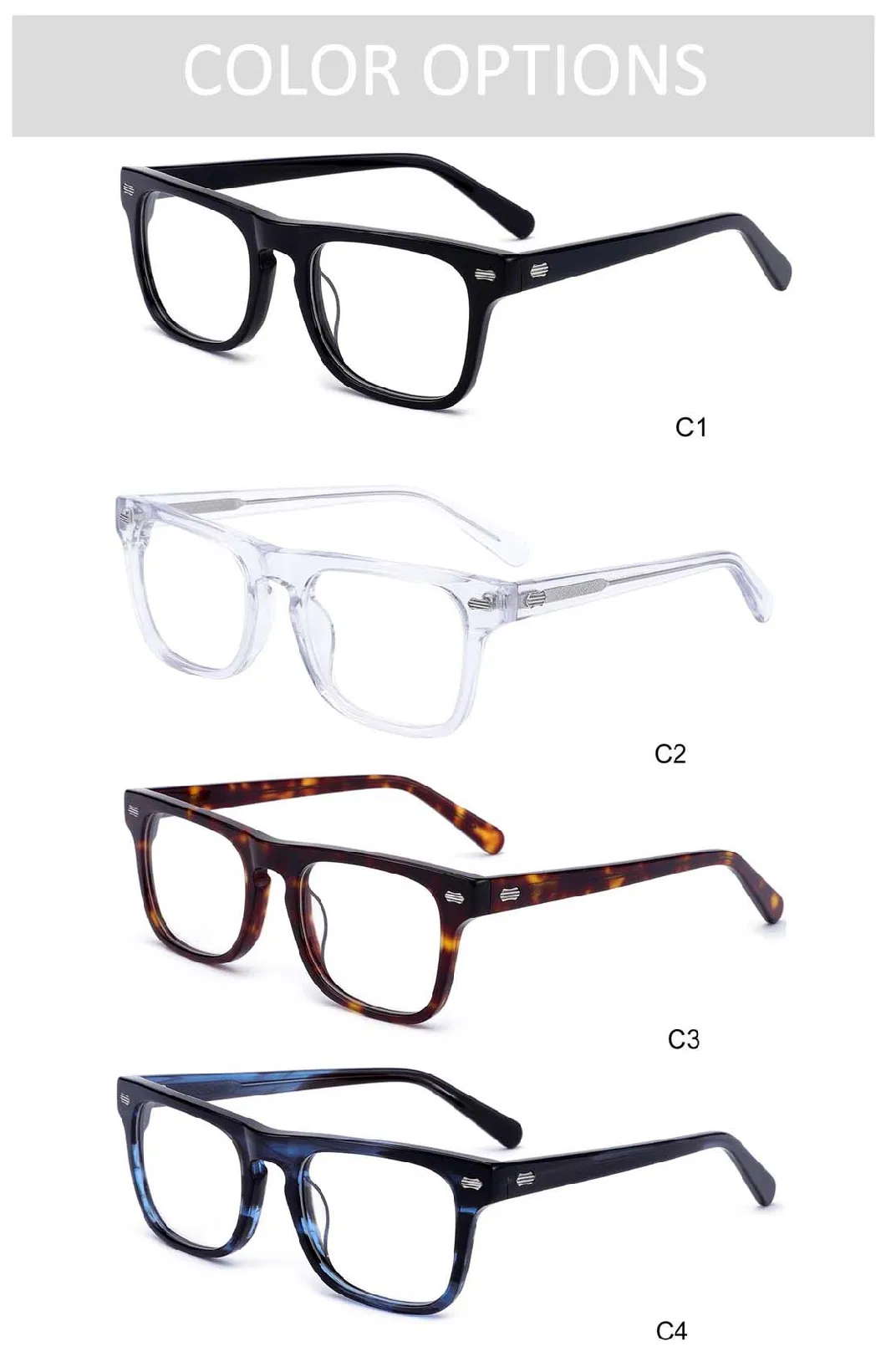 Gd Customer Logo Manufacturer Men Square Acetate Design Spectacles Optical Frame