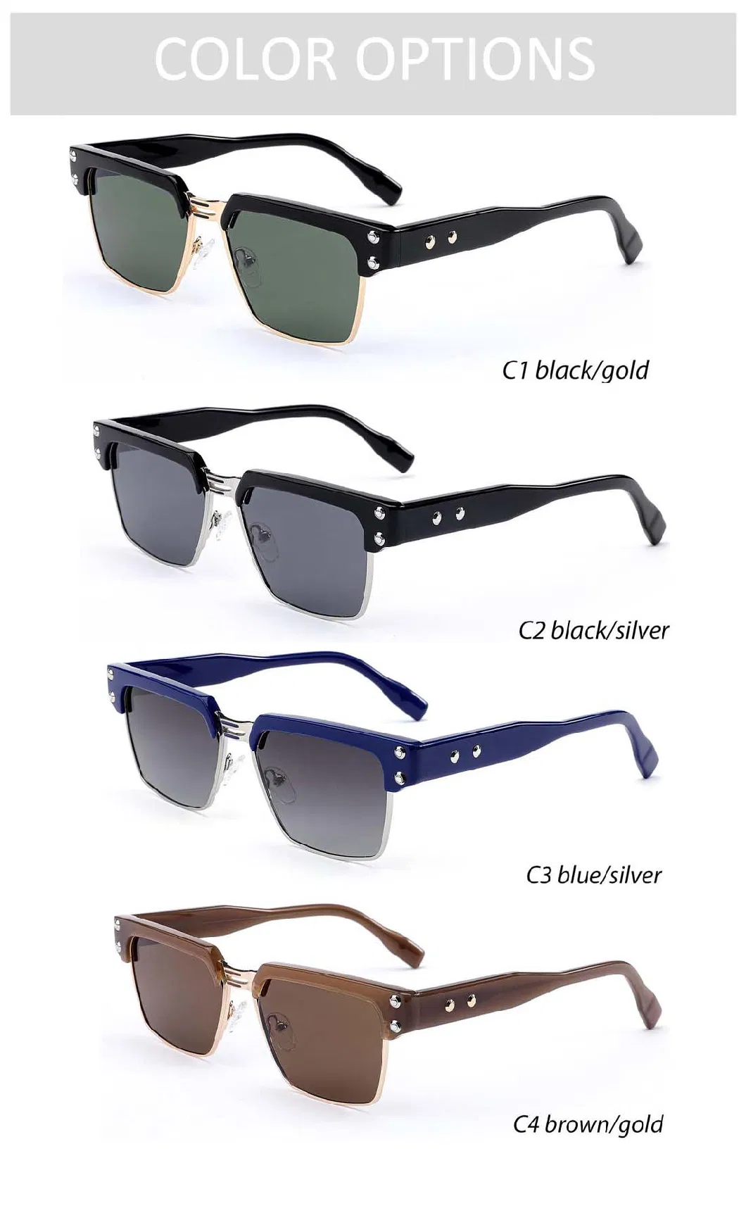 Gd Fashion Trendy Designer Men Women Acetate Metal Eyebrows Sunglasses Trendy Big Square Frame Oversized Shades Sun Glass Sun Glasses