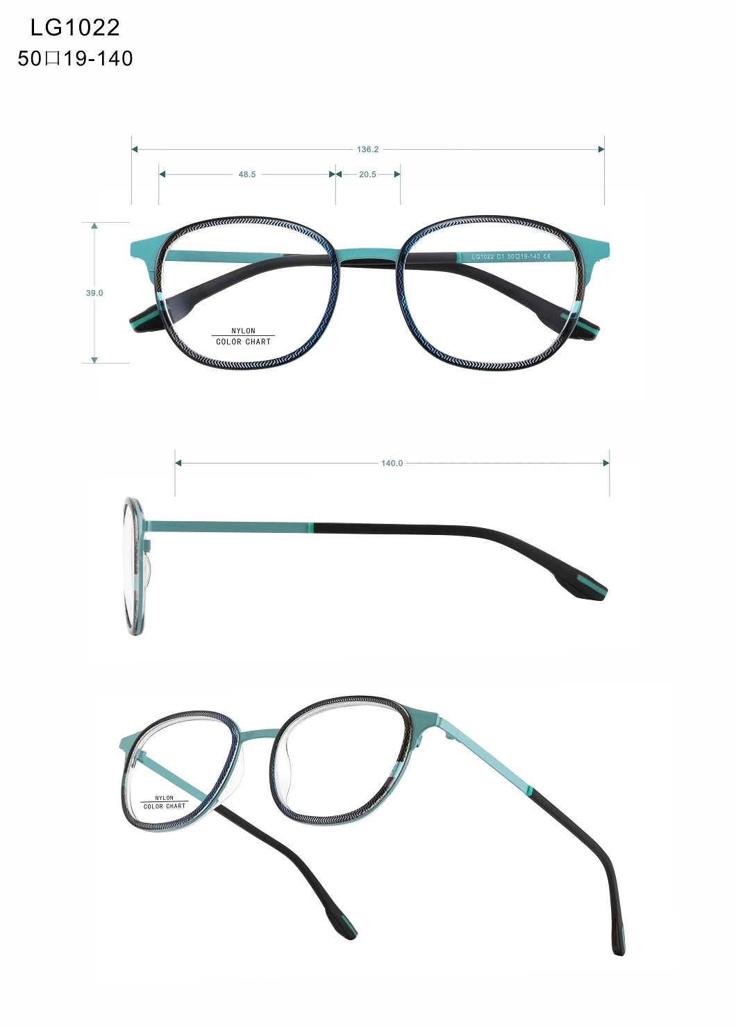 Newest High Quality Nylon Tr90 and Metal Combo Eyeglass Optical Frame