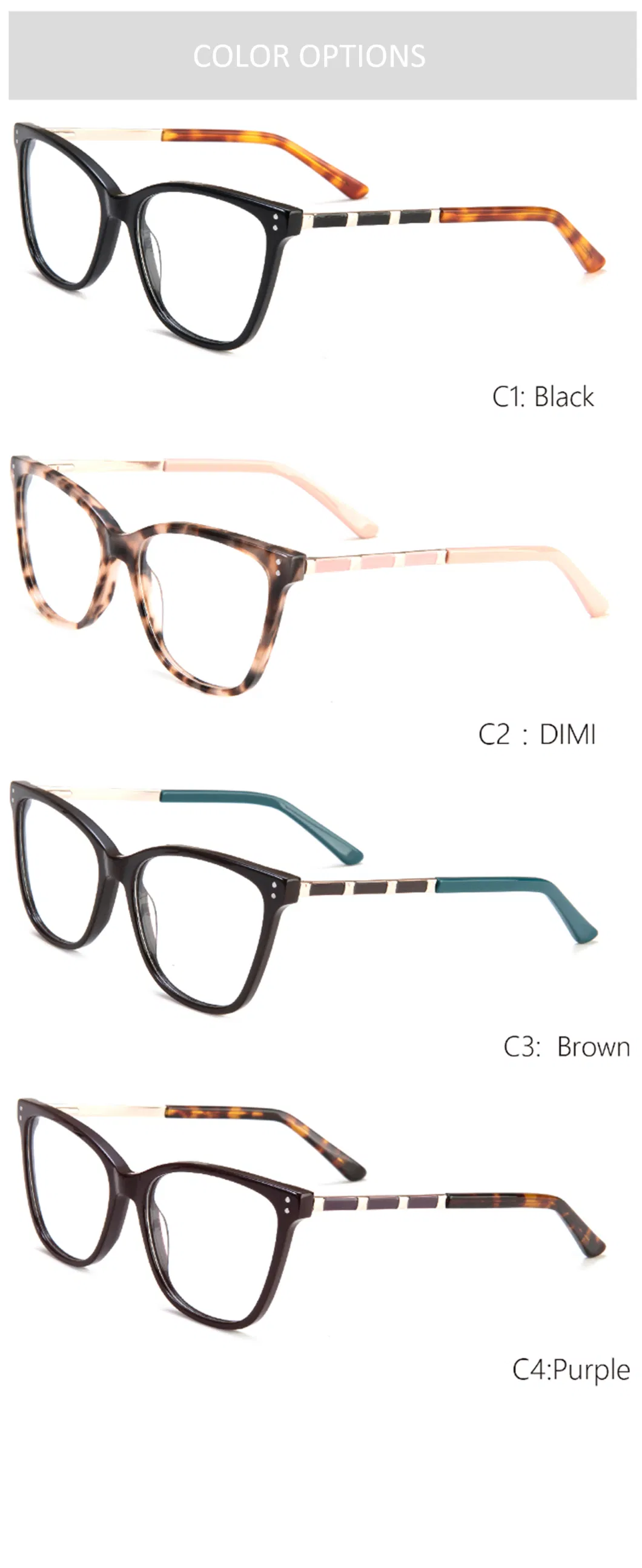 2022 Latest Design Retro Custom Spring Hinge Cat Eye Acetate Metal Glasses Frame