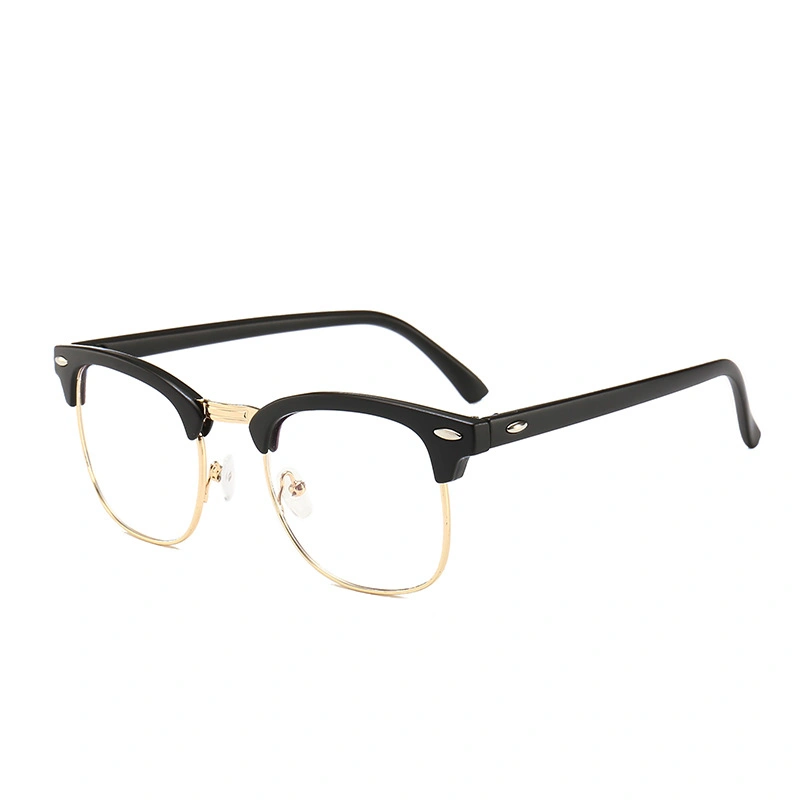Half Frame Metal Hinge Retro Sunglasses UV Resistant Blue Light Blocking Glasses