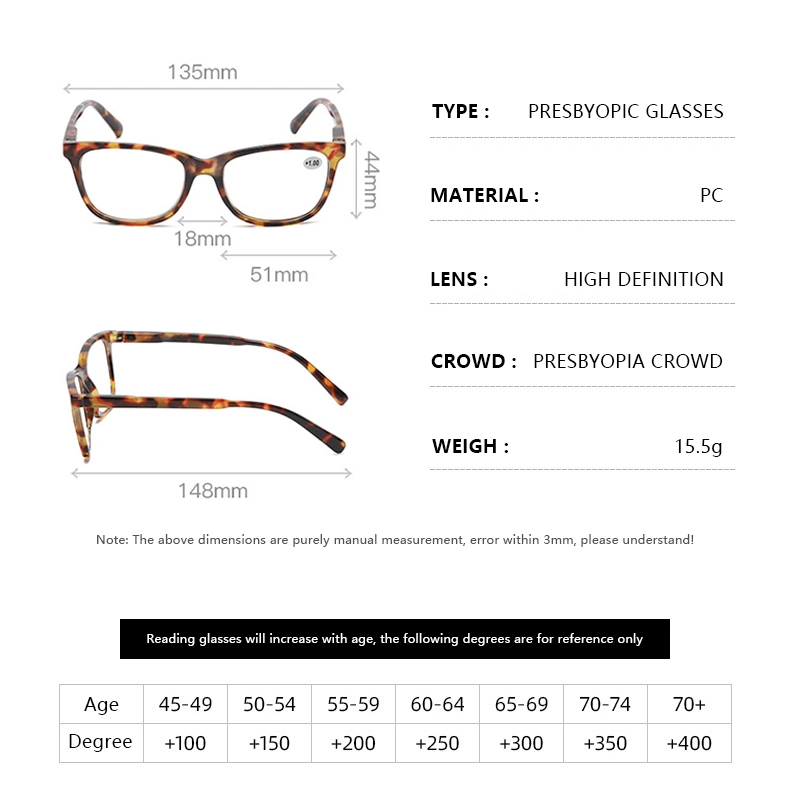 Factory OEM Comfortable Eyewear Acceptable Designer Custom Logo Fashion PC Frames Women Men Reading Glasses