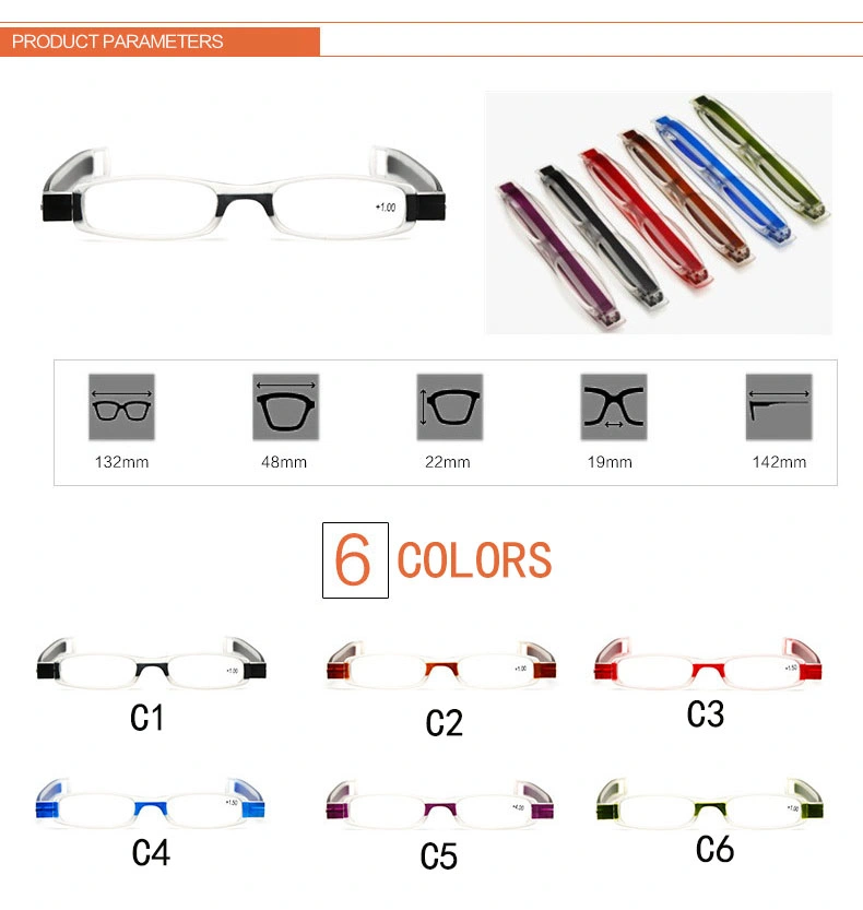 China Manufacture in Stock Unique Mini Foldable Adjustable Thin Temple Small Frame Clear Plastic OEM Unisex Presbyopic Eyewear Reading Glasses