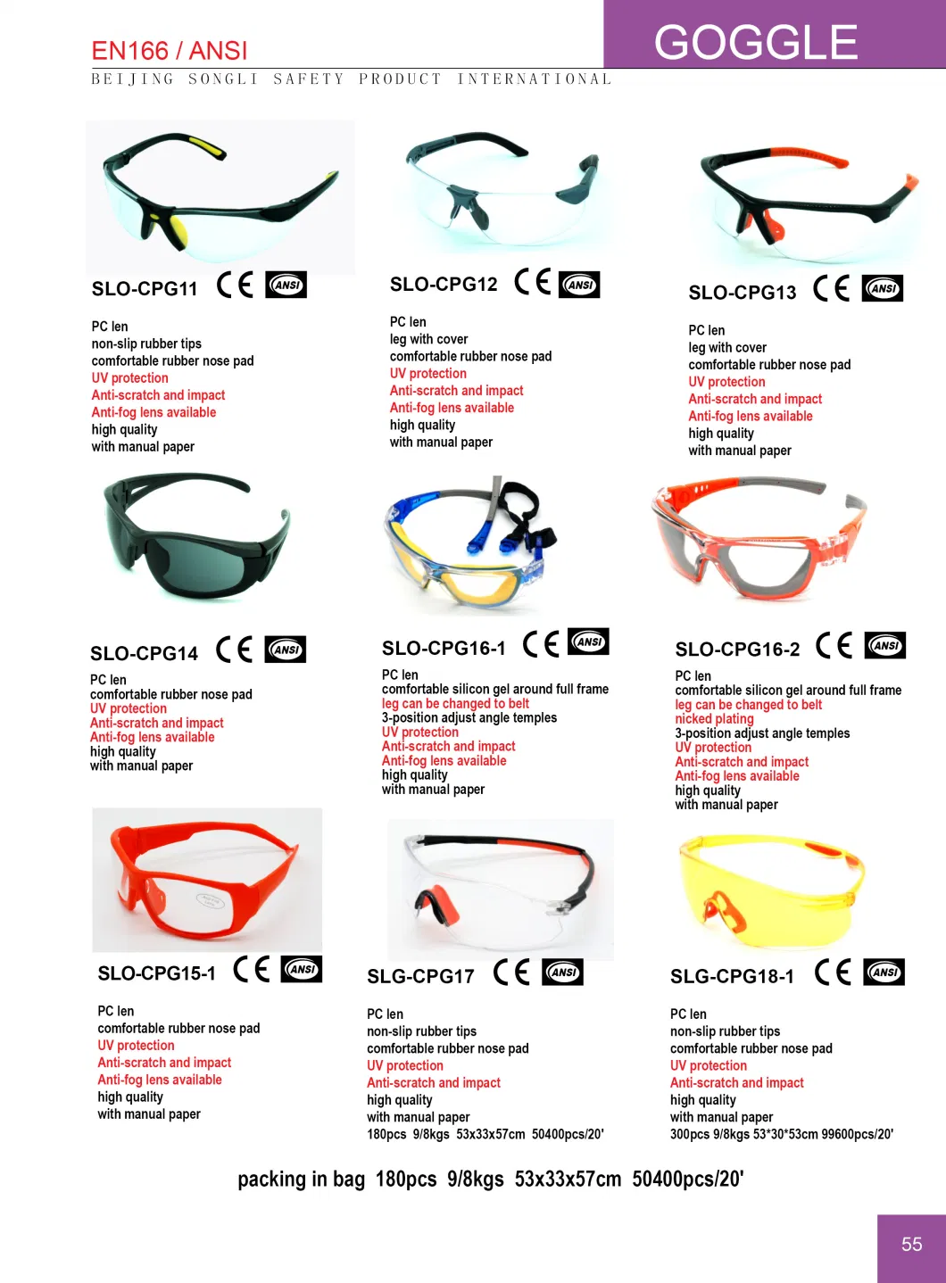 Slo-Y691b Eye Protection Protective Eye Wear Goggle Spectacles Safety Glasses