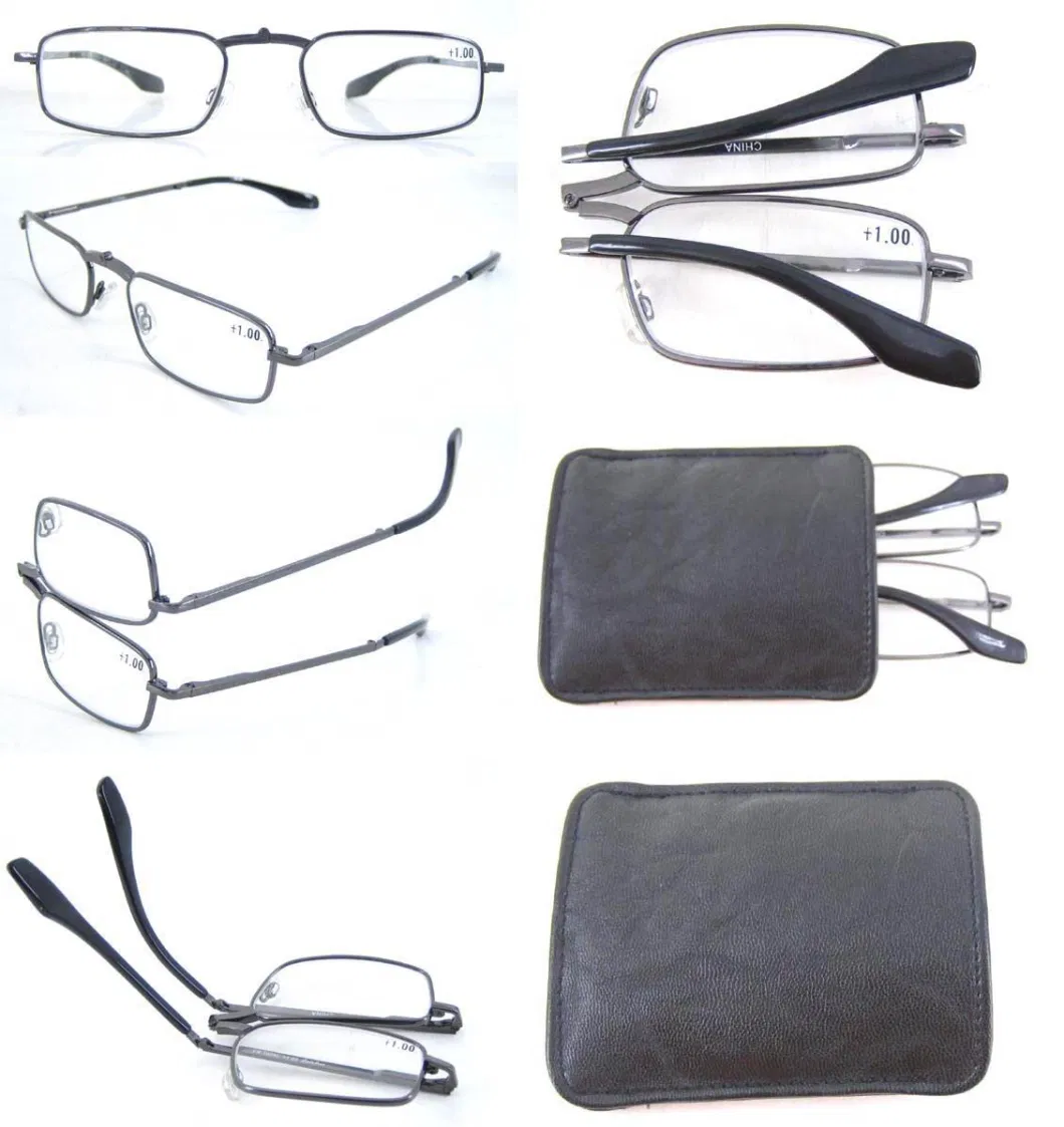 Black Fashion Folding Portable Metal Reading Glasses
