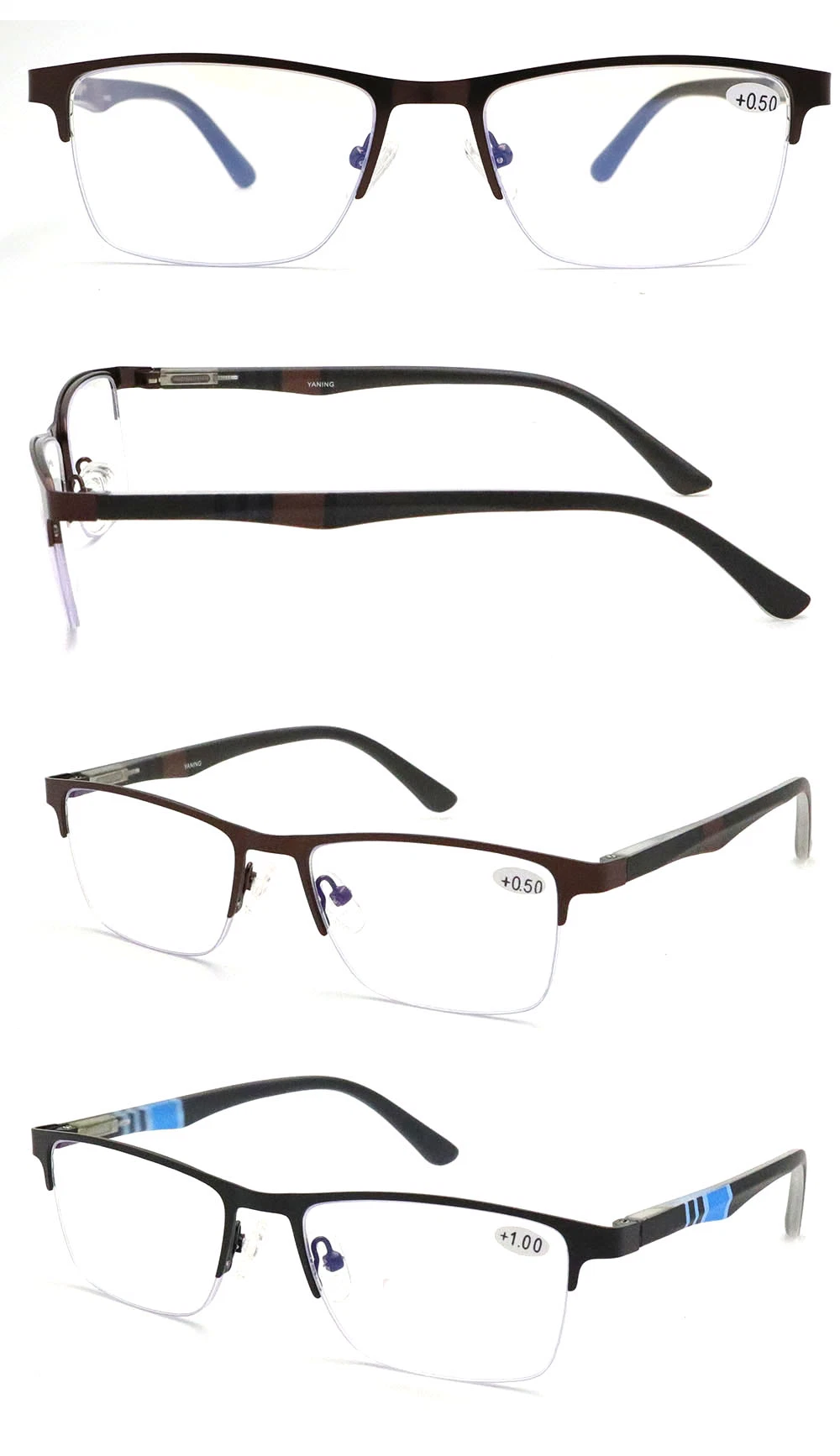 Wholesale Half-Rim Optical Frame Eyeglasses Readers Metal Fashion Unisex Women Men Reading Glasses