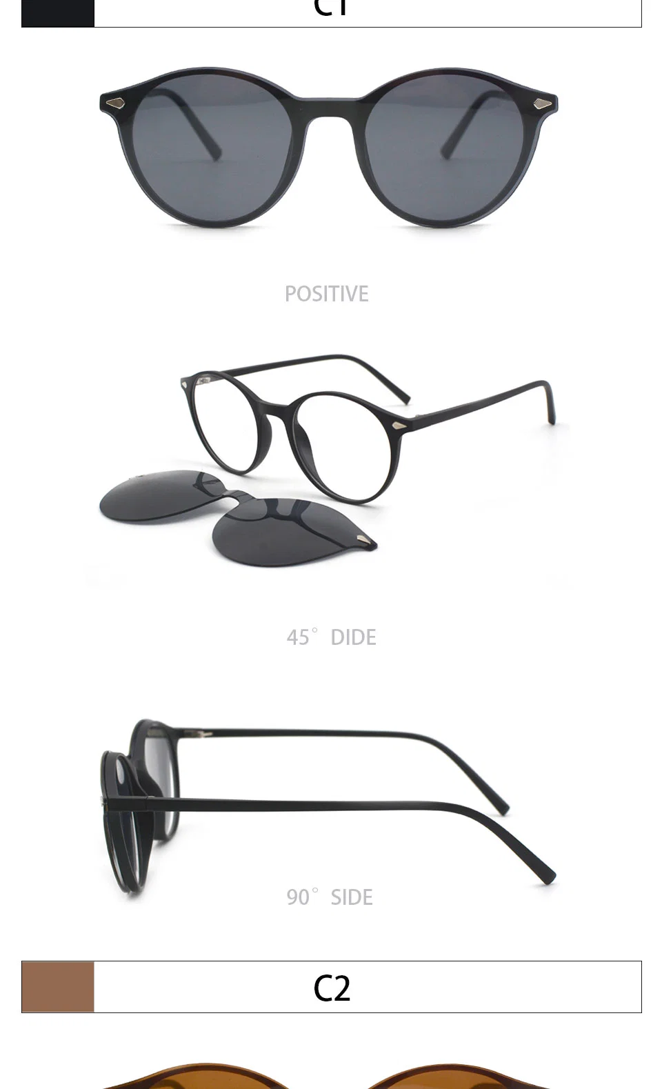 Vintage Clip on Polarized Glasses Frame Women Fashion Sunglasses Men Optical Myopia Classic Eyewear Eyeglasses