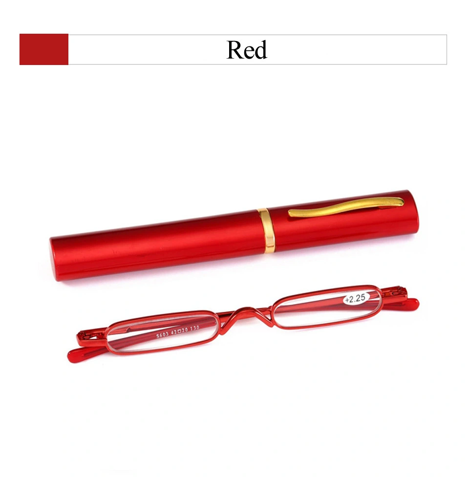 Elegant Metal Frame Ultra-Thin Men Portable Mini Pocket Pen Reading Glasses with Box