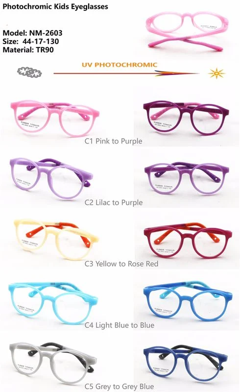 New Design Color Changing Kids Glasses Frames Safety Photochromic Eyeglasses