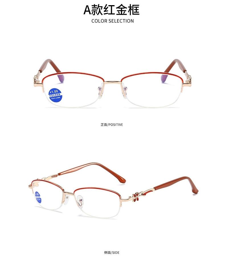 Wholesale Women Half Frame Fashion Alloy Frame Anti Blue Light Reading Glasses