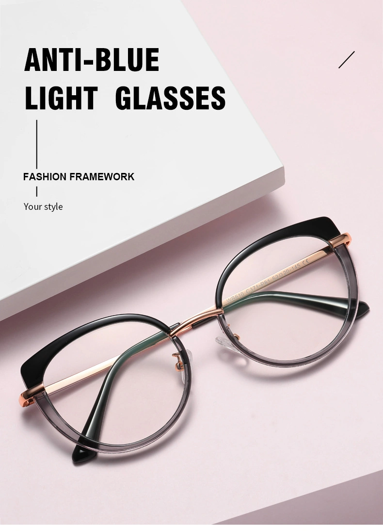 2023 New Design Hot Selling Anti Blue Light Blocking Cat Eye Wholesale Computer Retro Fashion Trendy Fancy Tr90 Optical Glasses