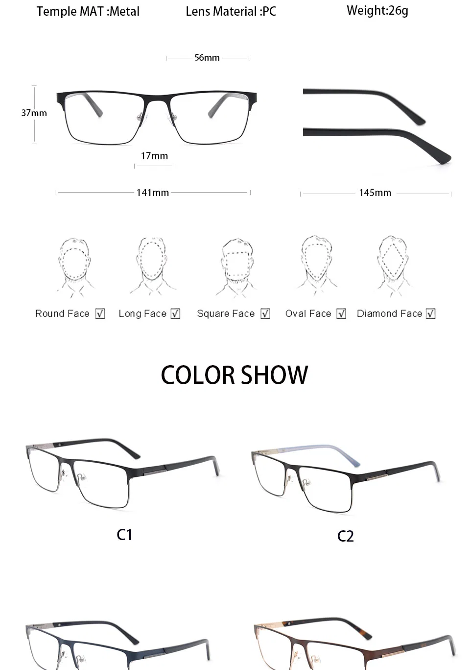 Most Popular CE Stainless Steel Eyeglasses Optical Frame for Men