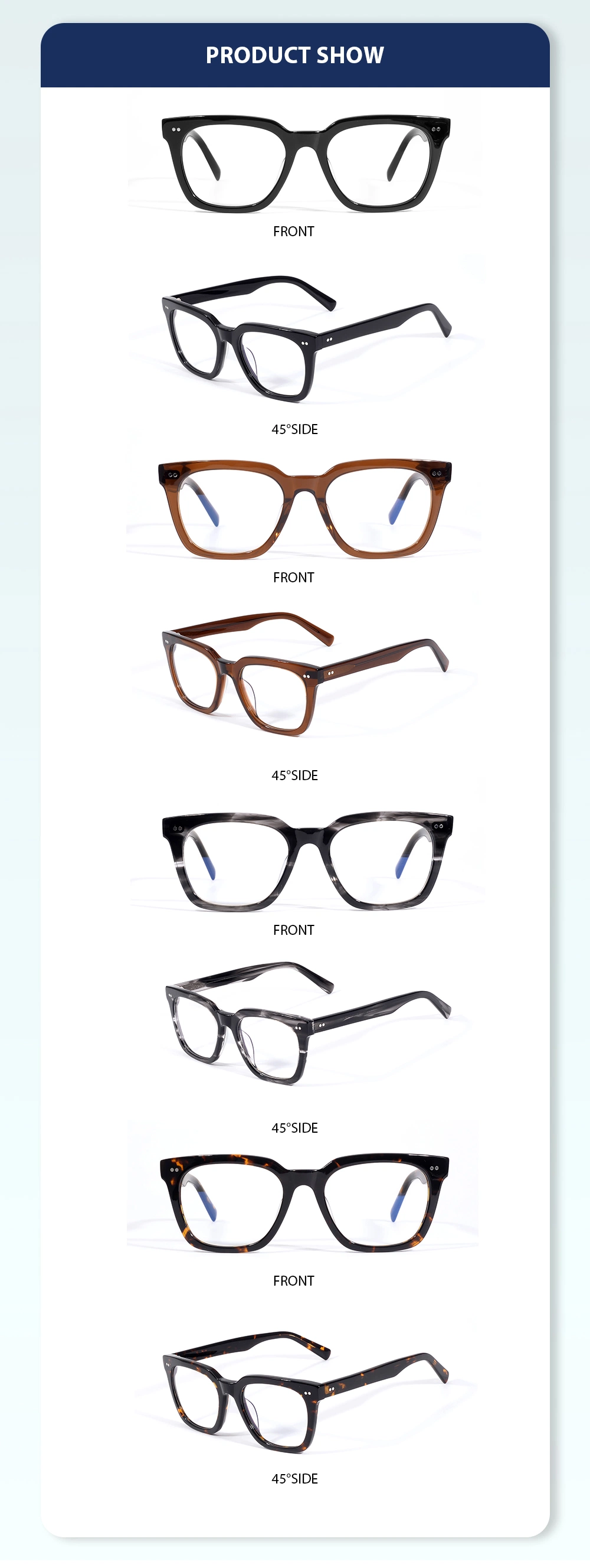 Yeetian Square Glases. Plaza Acetate Eyeglasses Frames Women Men