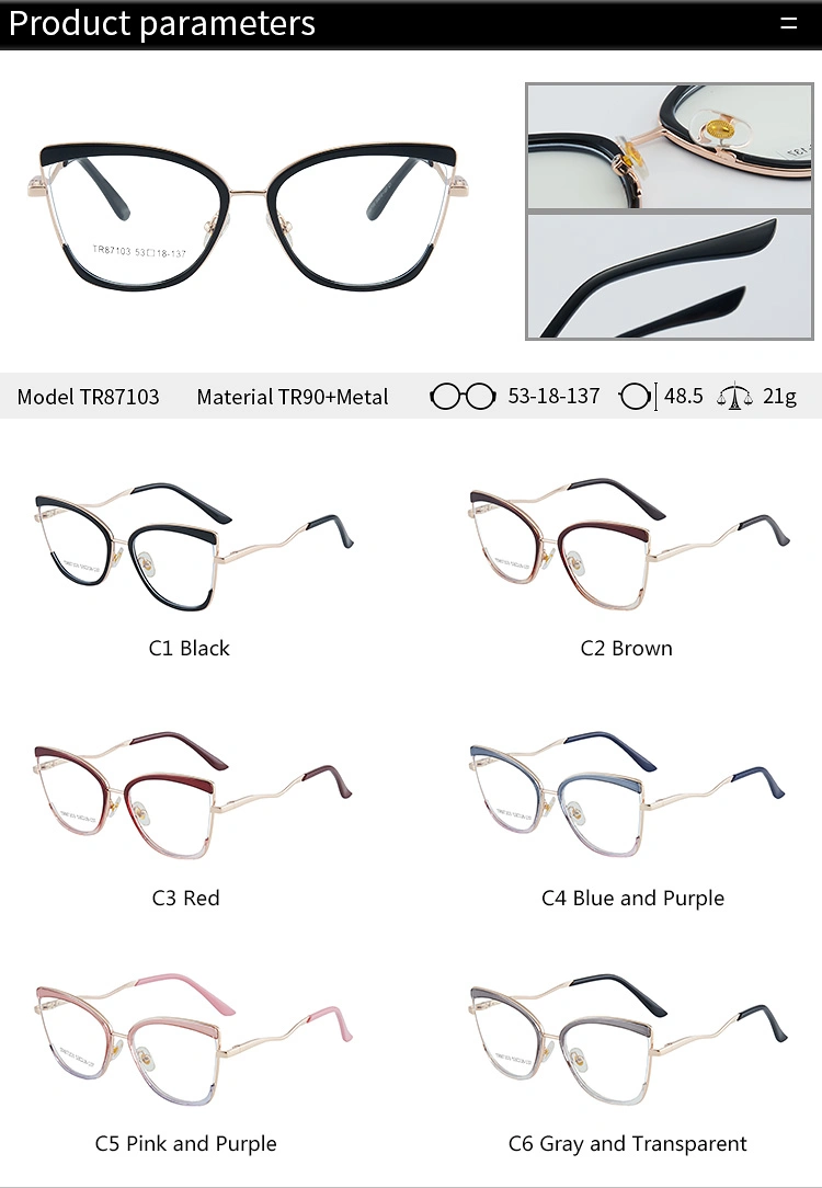 2023 Hot Sale Good Quality Tr90 UV400 Eyeglasses Round Shape Blue Light Blocking Computer Glasses for Women and Men