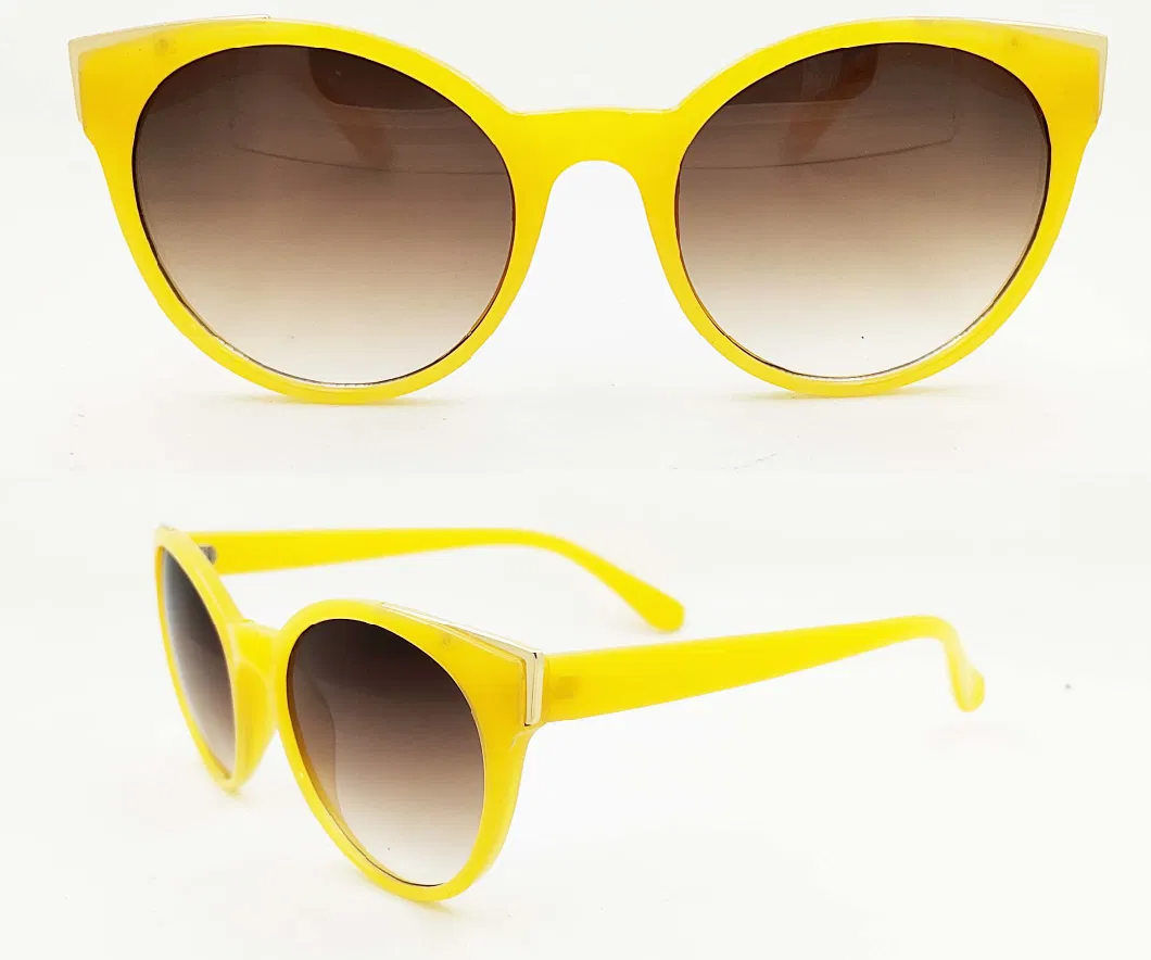 PC Fashion High Quality Yellow Cat Eye Brand Designer Street Sunglasses