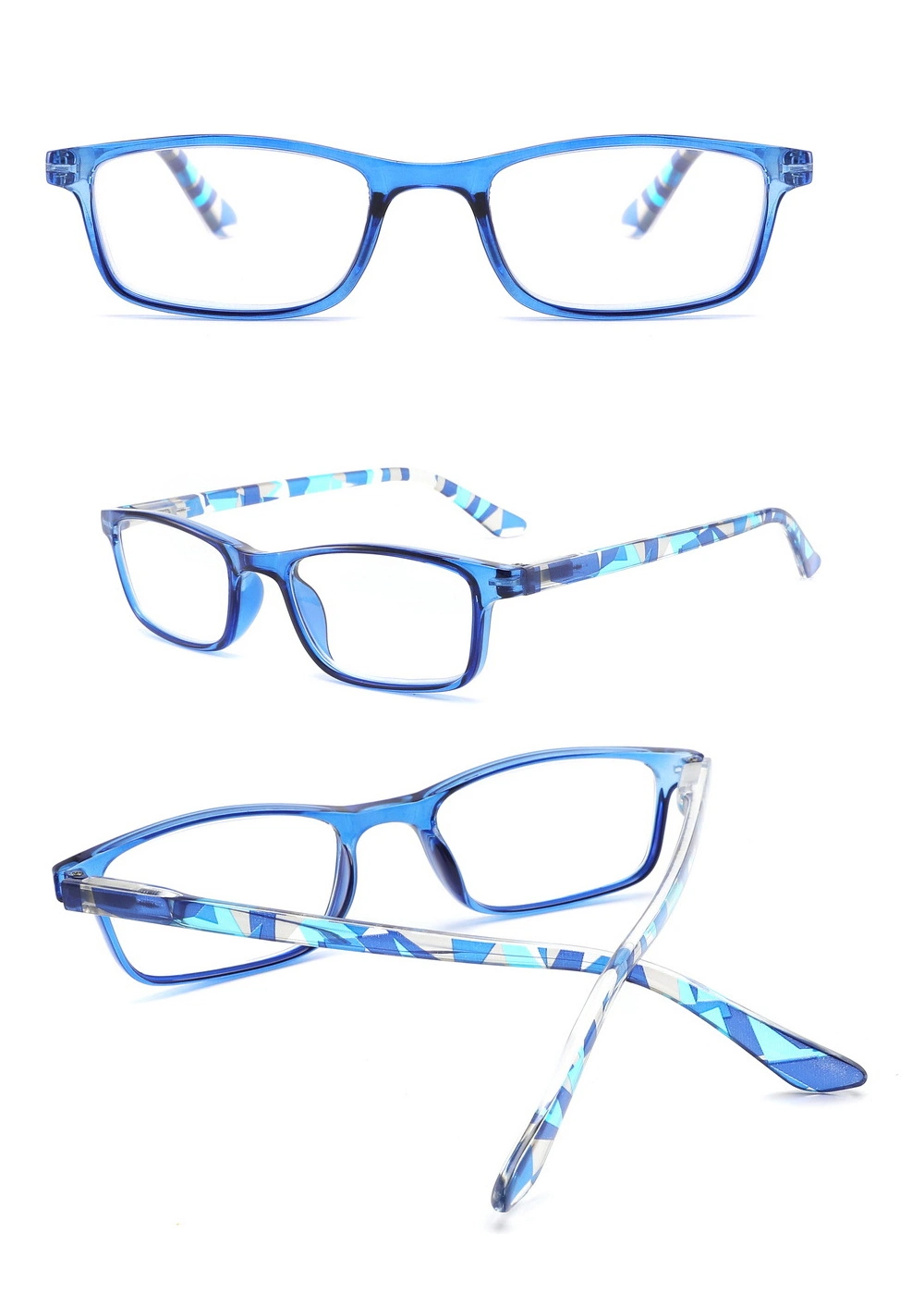 High Quality Cheap Vintage Cool Stylish Full Frame Square Anti Blue Light Progressive Fashion Reading Glasses Woman