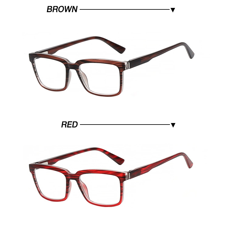 Wood Grain Painting Metal Hinge Reader Comfortable Classic Square Frame Reading Glasses