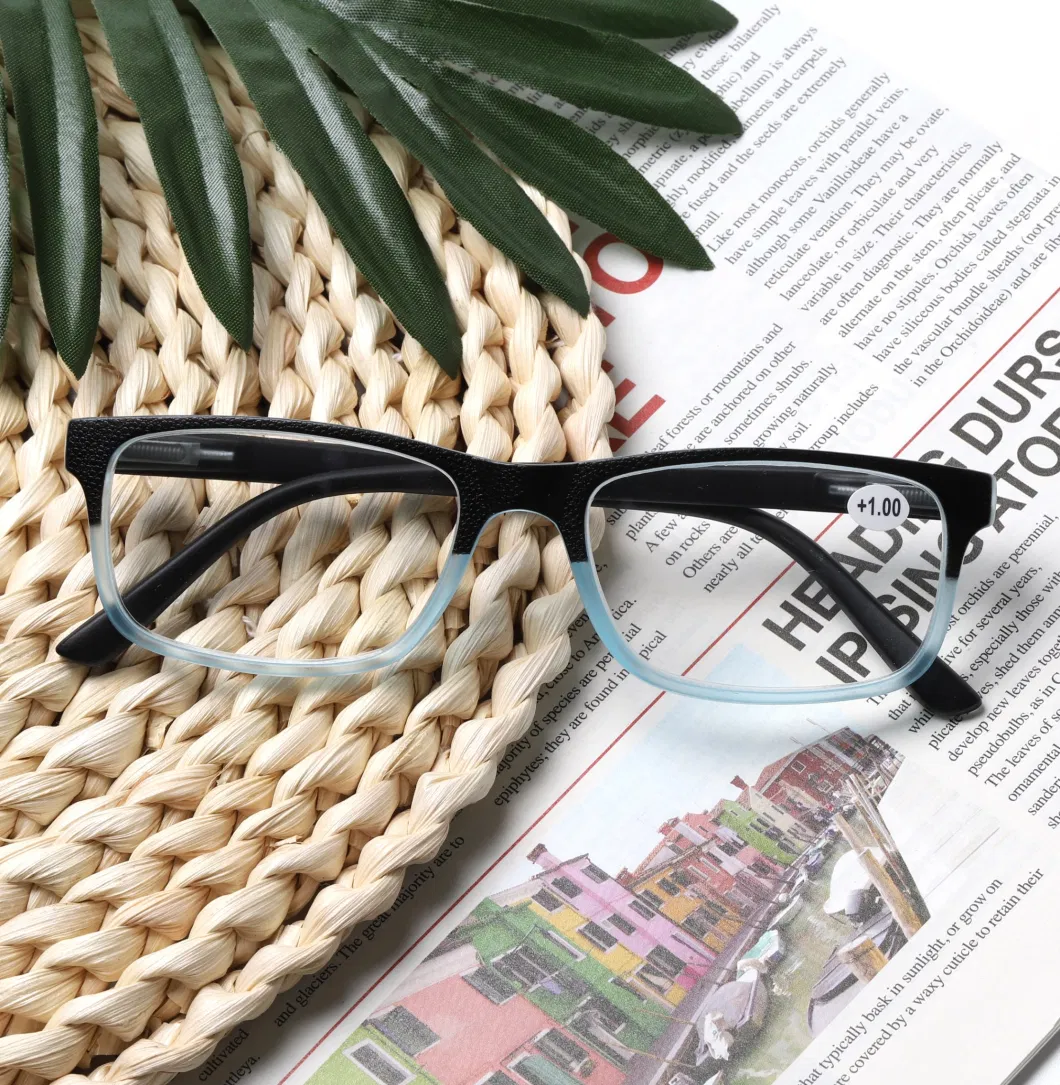 Gradient Color with Spring Hinge Temple Square Frame Youthful Reading Glasses
