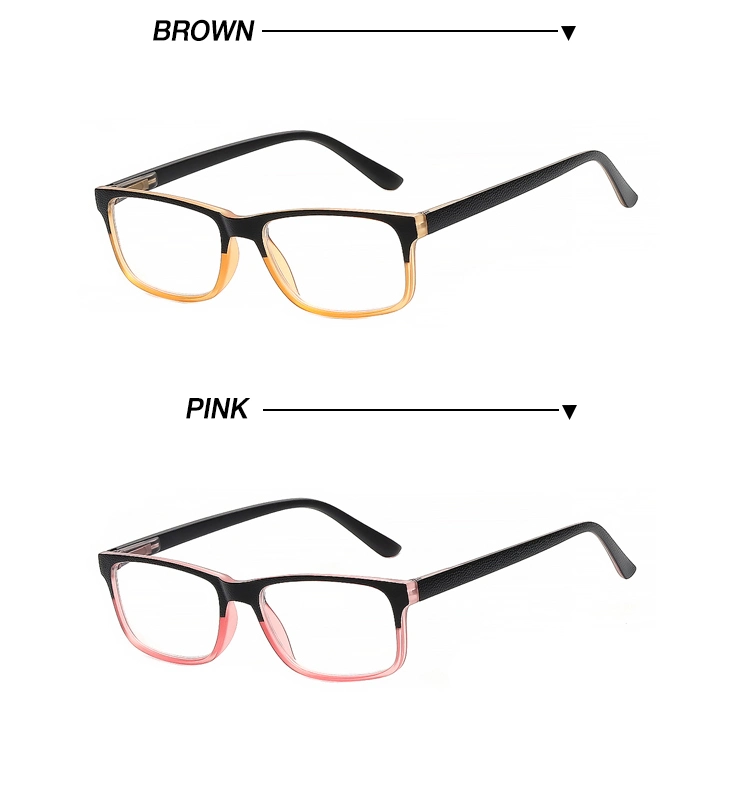 Gradient Color with Spring Hinge Temple Square Frame Youthful Reading Glasses