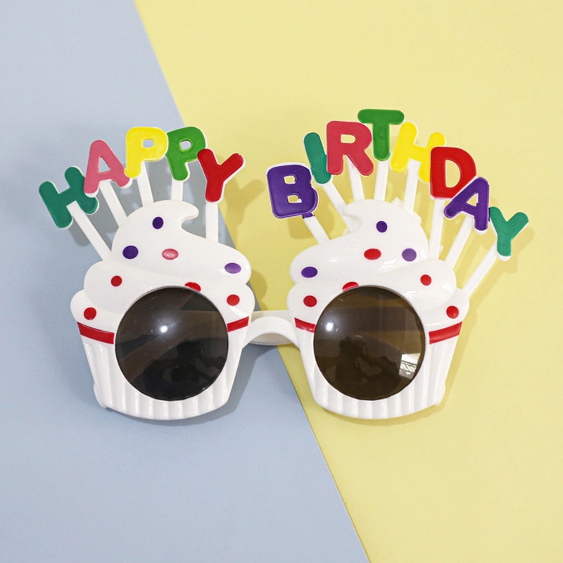 Kids White Sweet Cream Birthday Cake Glasses Festival Happy Birthday Party Promotional Gift Toys Adults Novel Sun Glasses