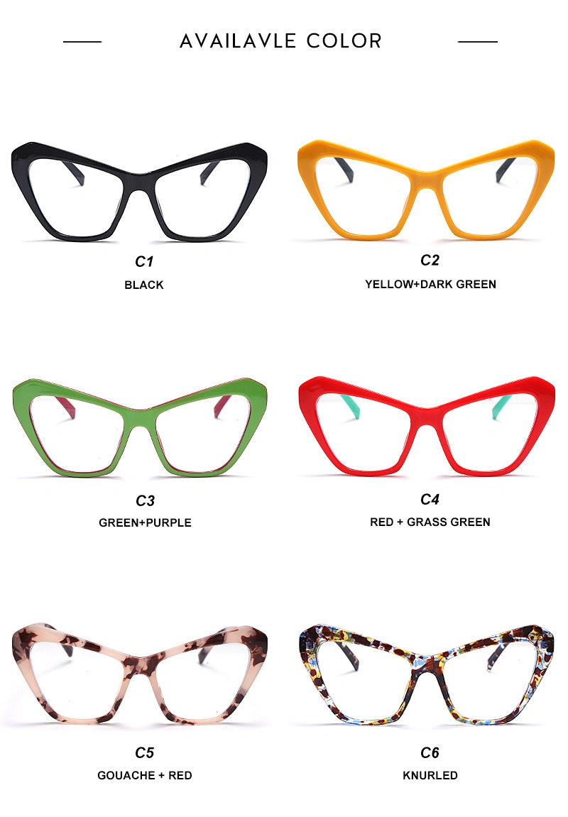 2023 New Style Trendy Hot Selling Ltalian China Factory Manufacture Reading Plastic Eyeglasses Cat Eye Computer Eyewear Anti Blue Light Blocking Glasses