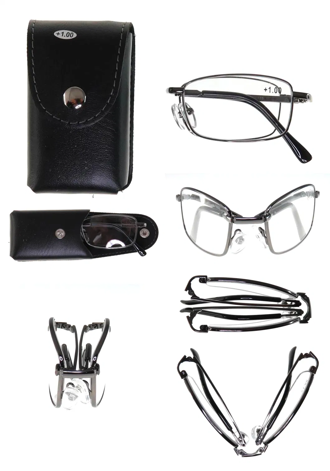 2018 Classic High Quality Folding Metal Reading Glasses with Case