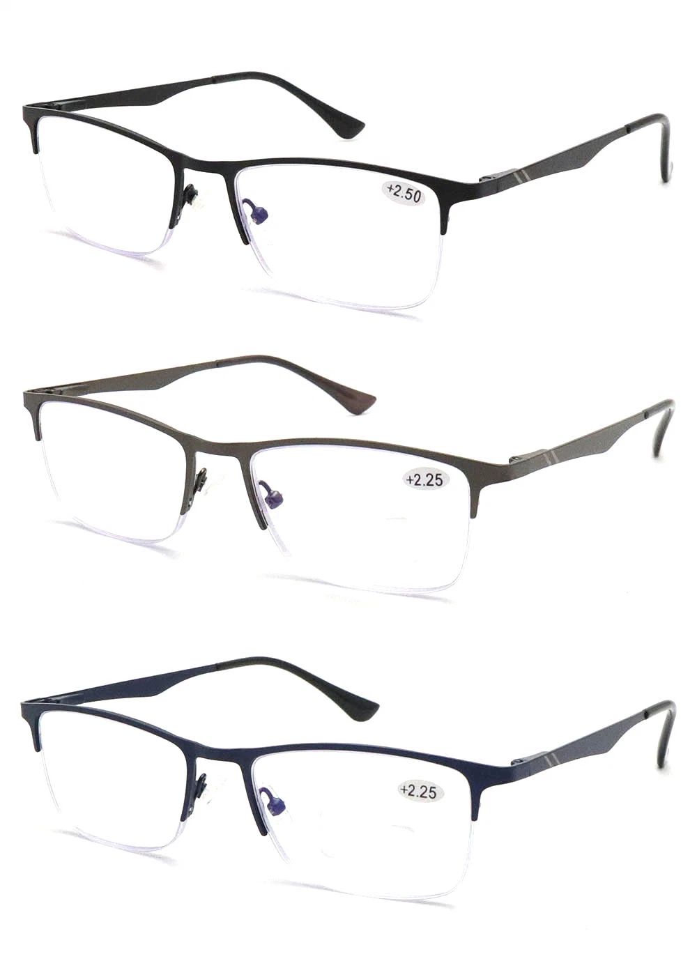 New Hottest Metal Spring Hinge Reading Glasses Fashion Half Frame Glasses for Men