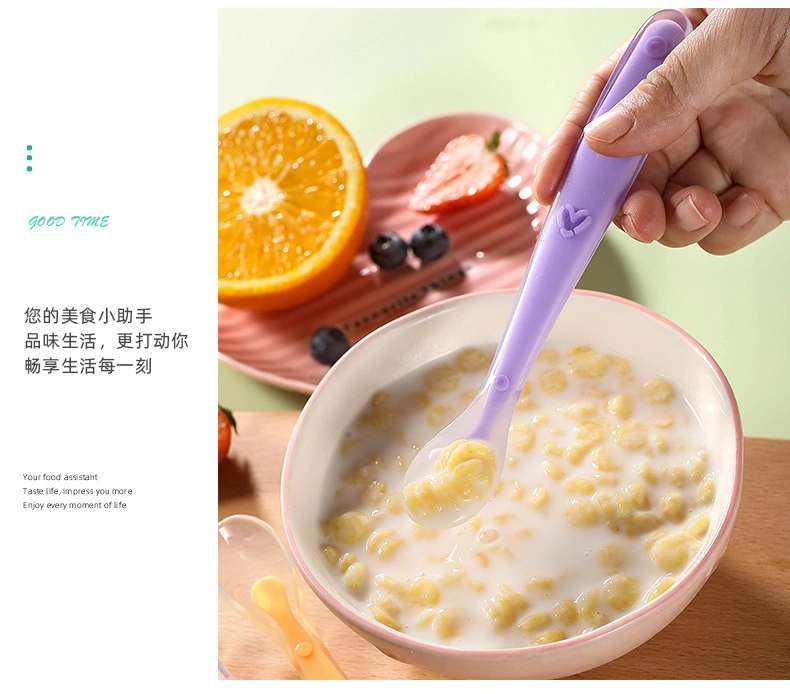 Tableware Wholesale Food Grade Colorful Silicone Baby Spoon Temperature-Sensing Spoon