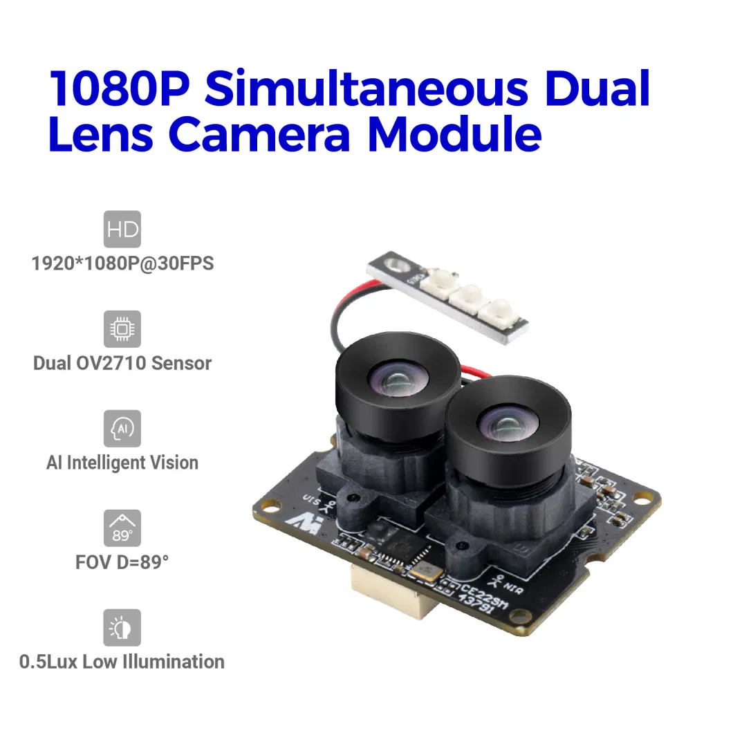 Factory Customized Dual Sensor Camera Module USB 89degree Wide Angle 1920*1080P Synchronization Binocular Camera Module