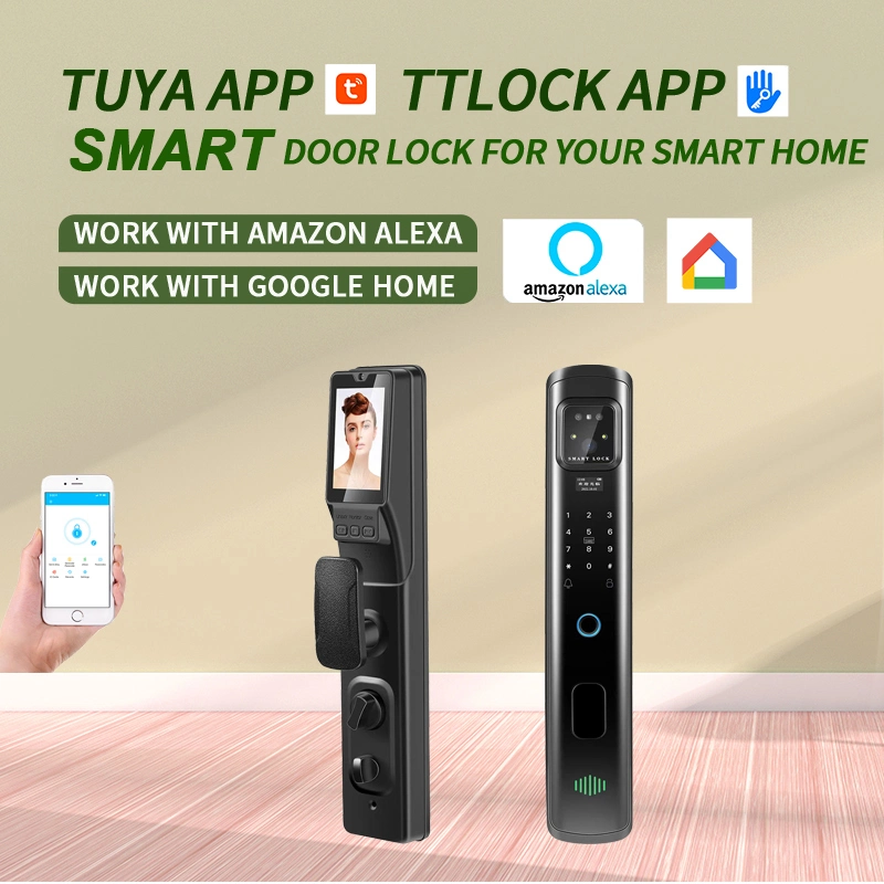 High Security 3D Face Recognition Door Lock Tuya Smart WiFi Smart Lock with Camera