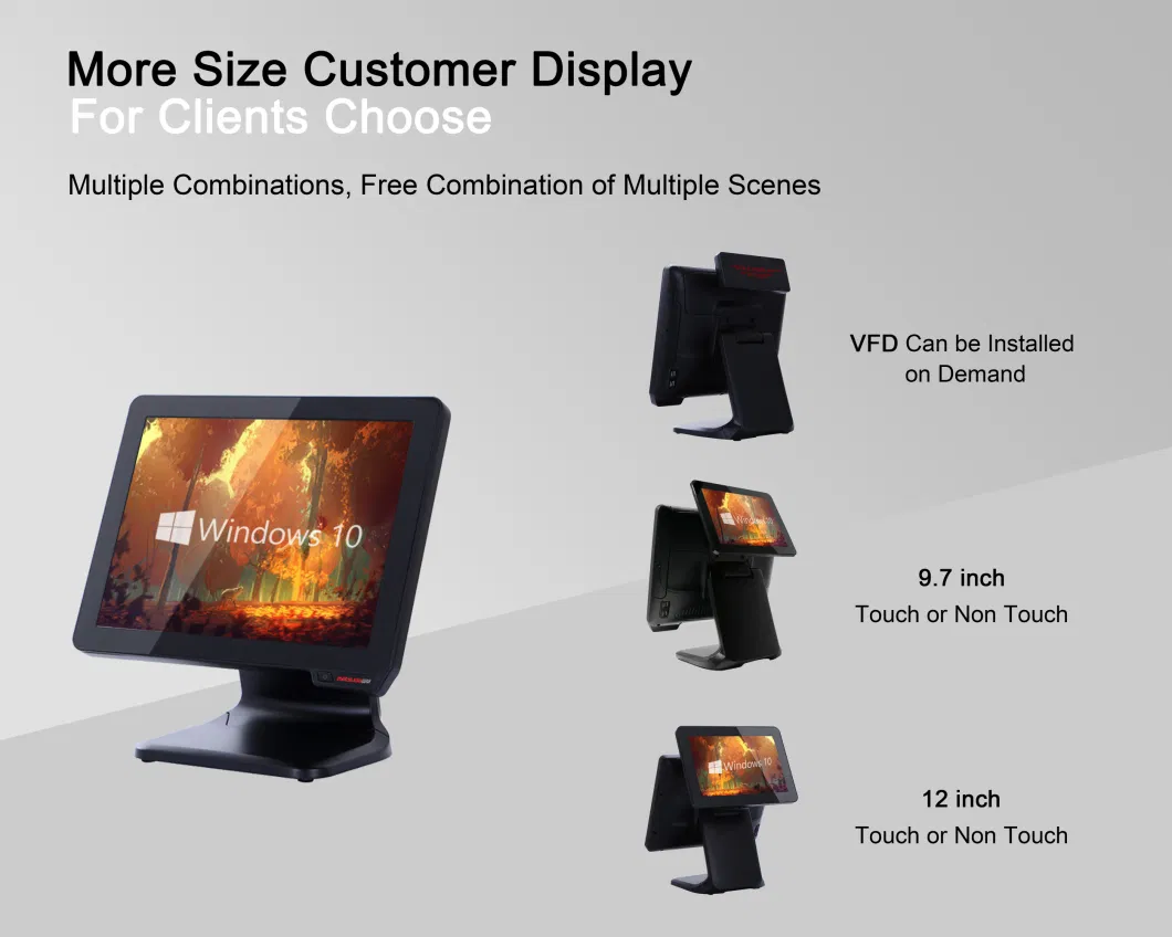 2 Panel Celeron CPU POS Terminal Integrated with Fingerprint Reader