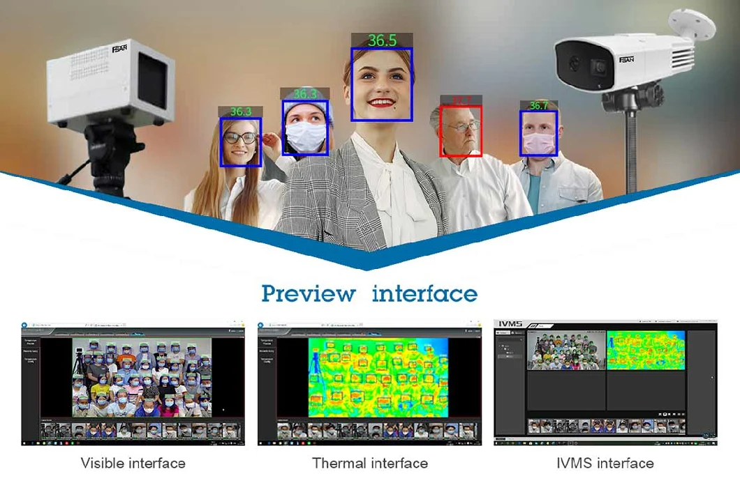 Access Control Human Body Thermal Camera Face Recognition Temperatrure Detect Bullet Camera
