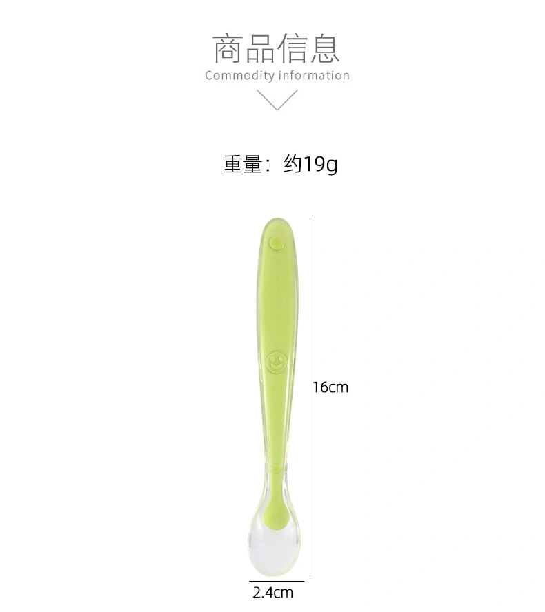 Tableware Wholesale Food Grade Colorful Silicone Baby Spoon Temperature-Sensing Spoon