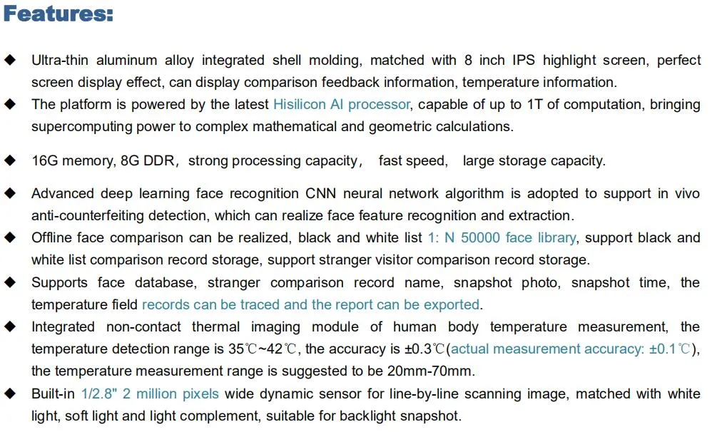 800*1280 LCD Display Mask Recognition and Temperature Measuring with Smart Camera