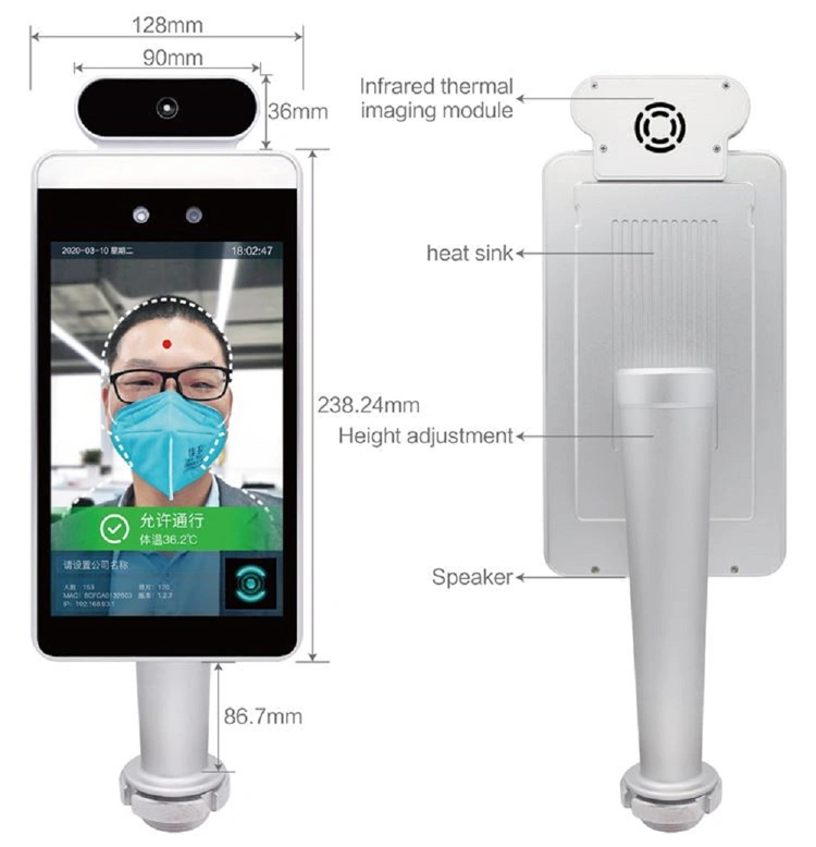 Ce FCC 8&prime;&prime; Access Control Body Measuremnt Android Tablet