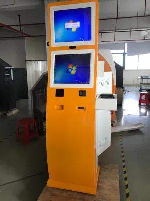  La pantalla de doble cámara de reconocimiento facial el lector de tarjetas RFID Autocontrol dispensador de proyecto de ley en el kiosco para Hotel
