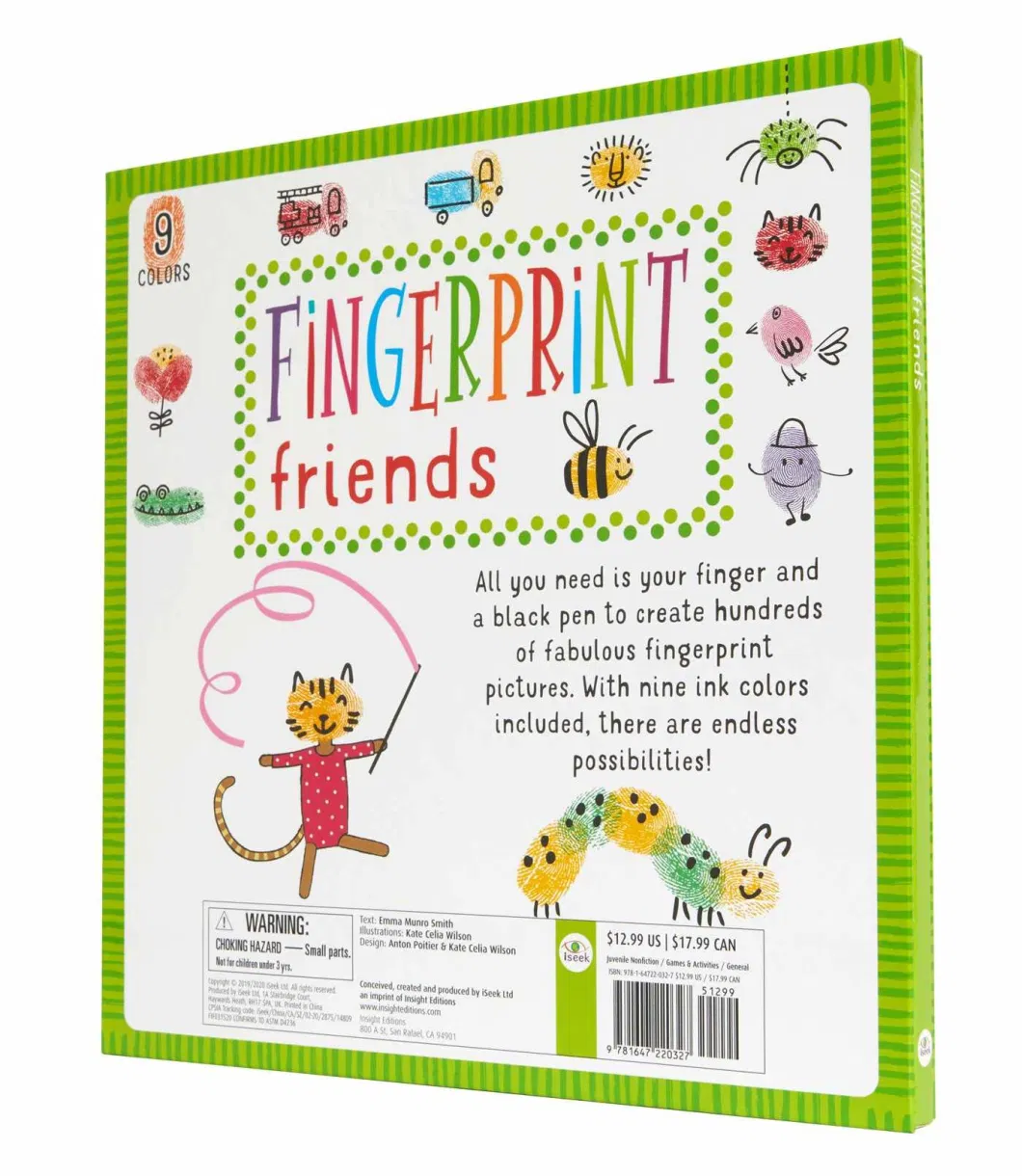 Custom Children Activity Book Hardcover Kids Fingerprint Drawing Books with Ink Pads