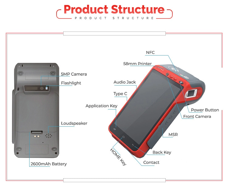 WiFi NFC Customization Android POS Payment Terminal with Qr Code Scan for Hypermarket Hcc-Z100