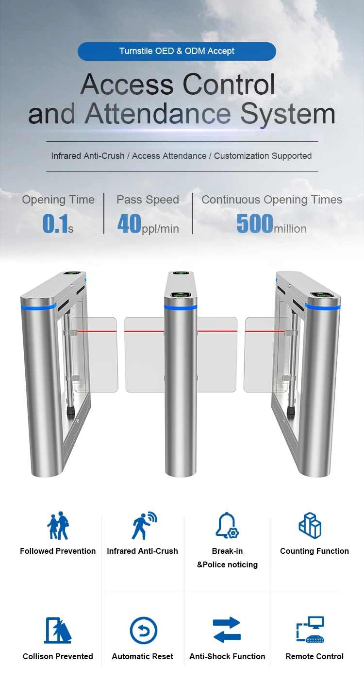 Automatic High End Face Recognize Stand Bracket Optical Turnstile Speed Gate Speed Turnstile Commercial Building